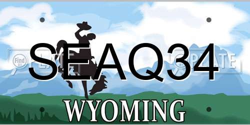 SEAQ34 Wyoming License Plate
