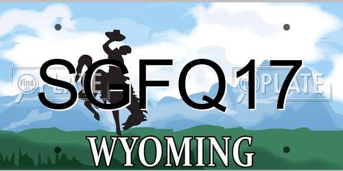 SGFQ17 Wyoming License Plate