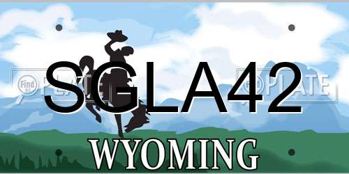 SGLA42 Wyoming License Plate