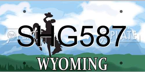 SHG587 Wyoming License Plate
