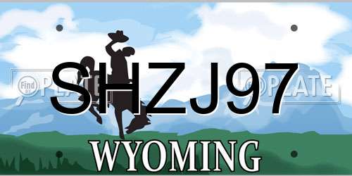 SHZJ97 Wyoming License Plate