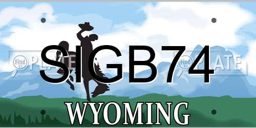SIGB74 Wyoming License Plate