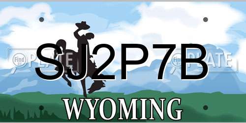 SJ2P7B Wyoming License Plate