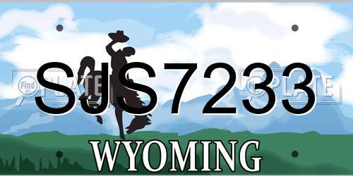 SJS7233 Wyoming License Plate