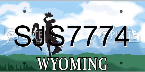 SJS7774 Wyoming License Plate