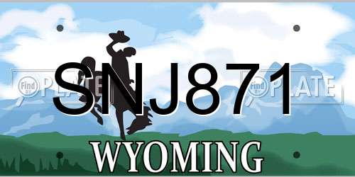 SNJ871 Wyoming License Plate