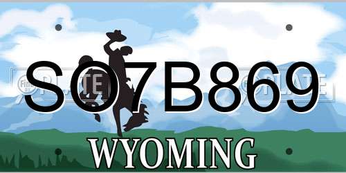 SO7B869 Wyoming License Plate