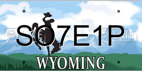 SO7E1P Wyoming License Plate