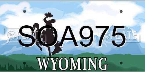 SOA975 Wyoming License Plate