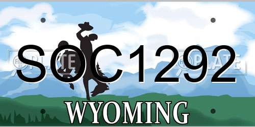 SOC1292 Wyoming License Plate