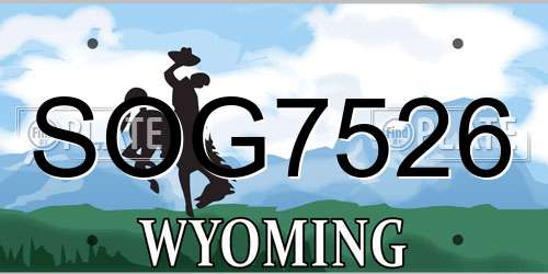 SOG7526 Wyoming License Plate