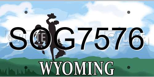 SOG7576 Wyoming License Plate
