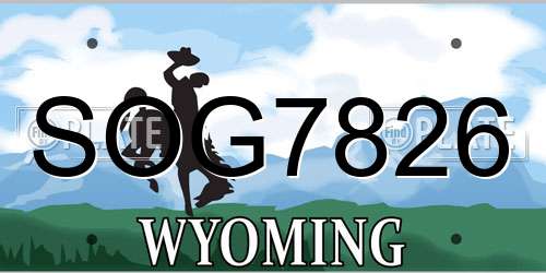 SOG7826 Wyoming License Plate