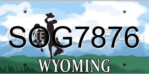 SOG7876 Wyoming License Plate