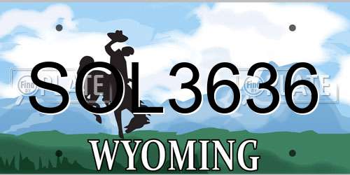 SOL3636 Wyoming License Plate