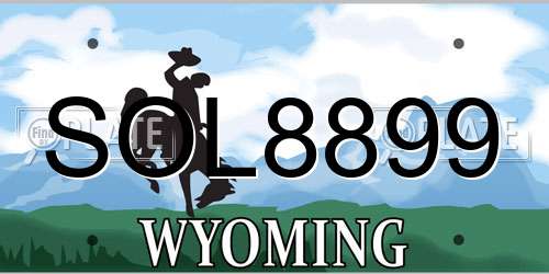 SOL8899 Wyoming License Plate