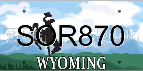 SOR870 Wyoming License Plate