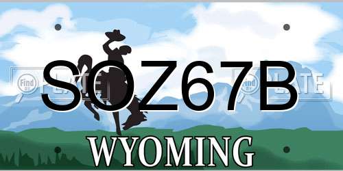 SOZ67B Wyoming License Plate