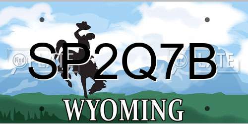SP2Q7B Wyoming License Plate