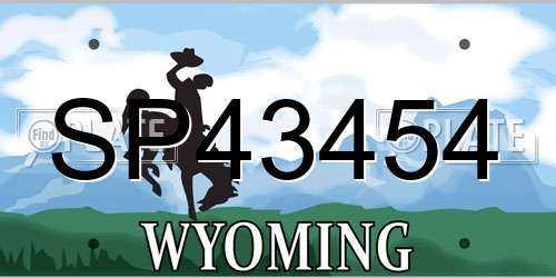 SP43454 Wyoming License Plate