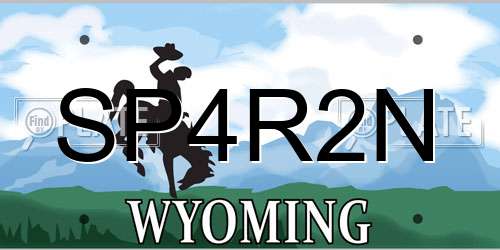 SP4R2N Wyoming License Plate