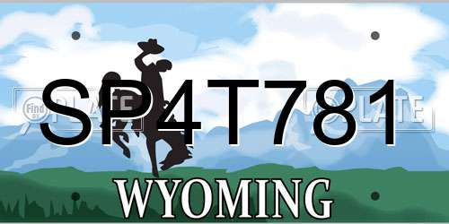 SP4T781 Wyoming License Plate