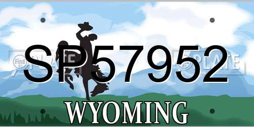 SP57952 Wyoming License Plate