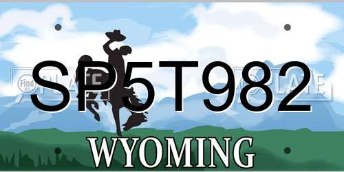 SP5T982 Wyoming License Plate