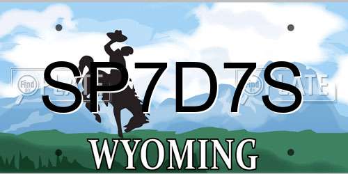 SP7D7S Wyoming License Plate