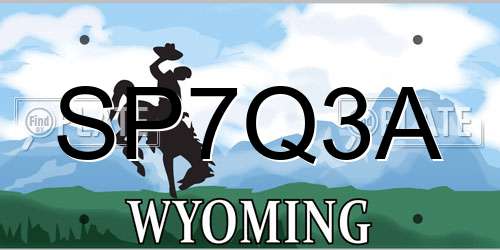 SP7Q3A Wyoming License Plate