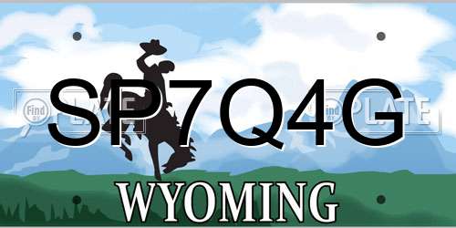 SP7Q4G Wyoming License Plate