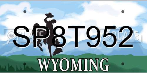 SP8T952 Wyoming License Plate