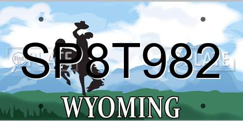 SP8T982 Wyoming License Plate