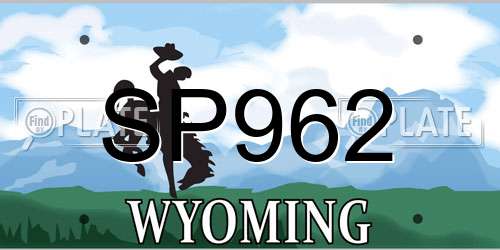 SP962 Wyoming License Plate