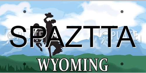 SPAZTTA Wyoming License Plate