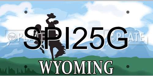 SPI25G Wyoming License Plate