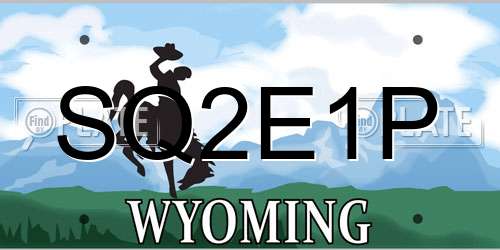 SQ2E1P Wyoming License Plate
