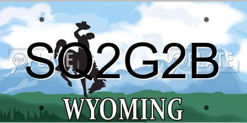 SQ2G2B Wyoming License Plate