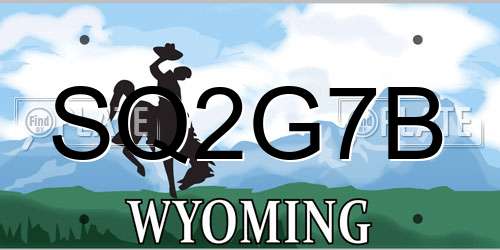 SQ2G7B Wyoming License Plate