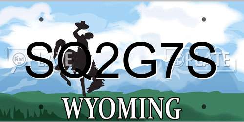 SQ2G7S Wyoming License Plate