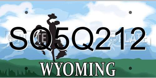 SQ5Q212 Wyoming License Plate