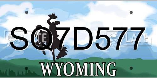 SQ7D577 Wyoming License Plate