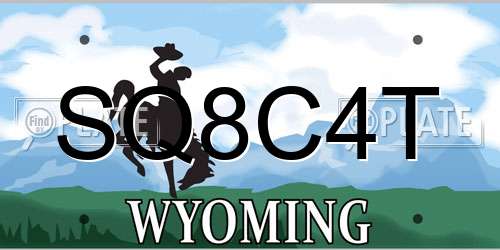 SQ8C4T Wyoming License Plate