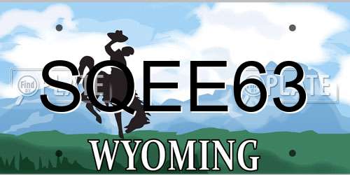 SQEE63 Wyoming License Plate