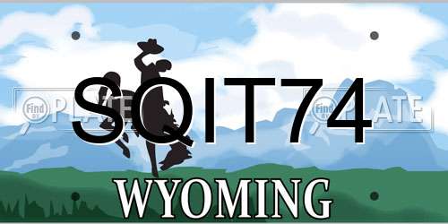 SQIT74 Wyoming License Plate