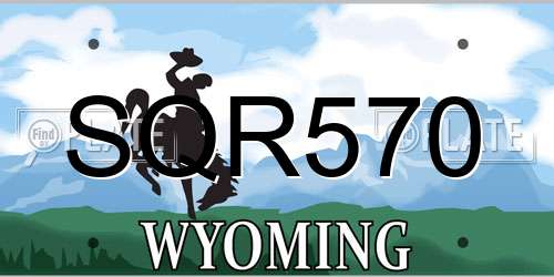 SQR570 Wyoming License Plate