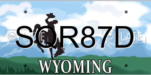 SQR87D Wyoming License Plate