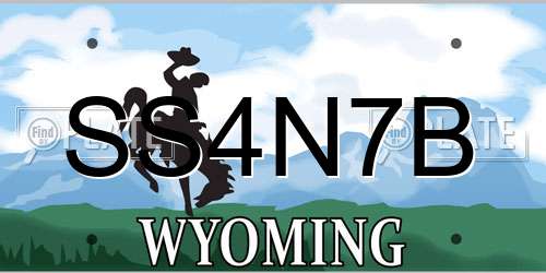 SS4N7B Wyoming License Plate