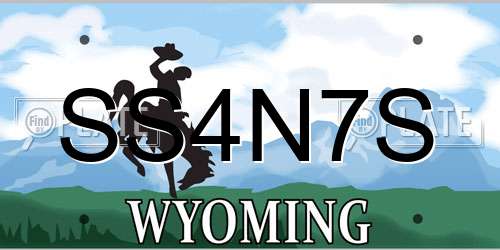 SS4N7S Wyoming License Plate