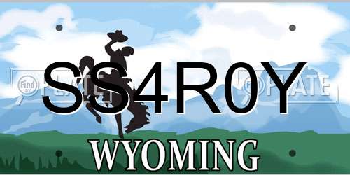 SS4R0Y Wyoming License Plate